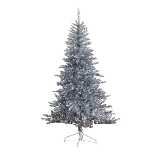 6Ft Pre-Lit Silver Tinsel Artificial Christmas Tree, Cool White Lights By Nearly Natural | 6 ft | Michaels®